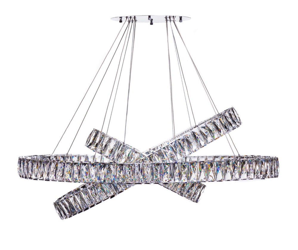 HomeRoots Silver Crystal LED Chandelier - Dimmable Three-Light Fixture for Modern Elegance in Any Room 558630