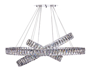 HomeRoots Silver Crystal LED Chandelier - Dimmable Three-Light Fixture for Modern Elegance in Any Room 558630