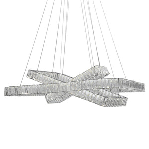 HomeRoots Silver Three-Light Crystal LED Chandelier - Dimmable, Adjustable Height, Modern Elegance for Your Home 558631