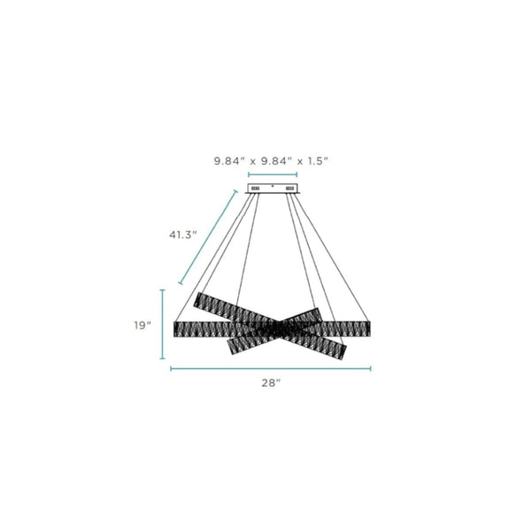 HomeRoots Silver Three-Light Crystal LED Chandelier - Dimmable, Adjustable Height, Modern Elegance for Your Home 558631