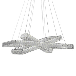 HomeRoots Silver Three-Light Crystal LED Chandelier - Dimmable, Adjustable Height, Modern Elegance for Your Home 558631