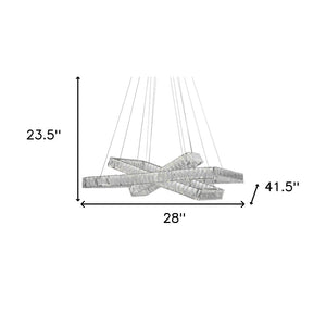 HomeRoots Silver Three-Light Crystal LED Chandelier - Dimmable, Adjustable Height, Modern Elegance for Your Home 558631