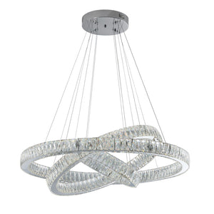 HomeRoots Silver Crystal LED Dimmable Chandelier - Elegant Three-Light Fixture with Adjustable Hanging Length 558632