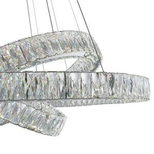 HomeRoots Silver Crystal LED Dimmable Chandelier - Elegant Three-Light Fixture with Adjustable Hanging Length 558632