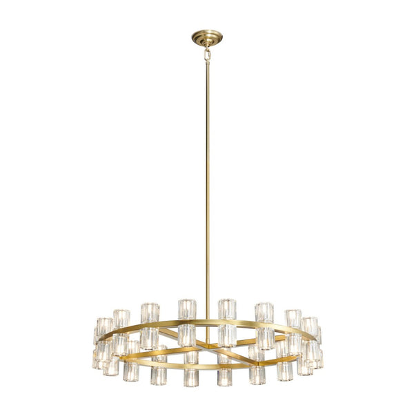 HomeRoots Gold Wagon Wheel Chandelier: Modern Farmhouse Design with Clear Shades for Elegant Illumination 558635