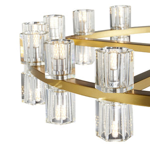 HomeRoots Gold Wagon Wheel Chandelier: Modern Farmhouse Design with Clear Shades for Elegant Illumination 558635