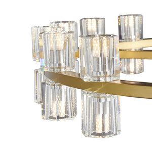 HomeRoots Gold Wagon Wheel Chandelier: Modern Farmhouse Design with Clear Shades for Elegant Illumination 558635