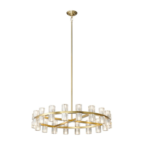HomeRoots Gold Wagon Wheel Chandelier: Modern Farmhouse Design with Clear Shades for Elegant Illumination 558635