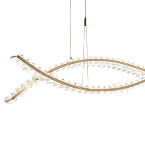 HomeRoots Gold Two-Light Crystal LED Chandelier: Modern Luxury for Hallways, Kitchens, and Contemporary Spaces 558637