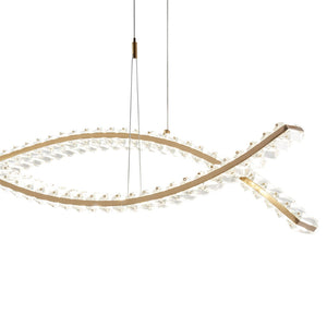 HomeRoots Gold Two-Light Crystal LED Chandelier: Modern Luxury for Hallways, Kitchens, and Contemporary Spaces 558637