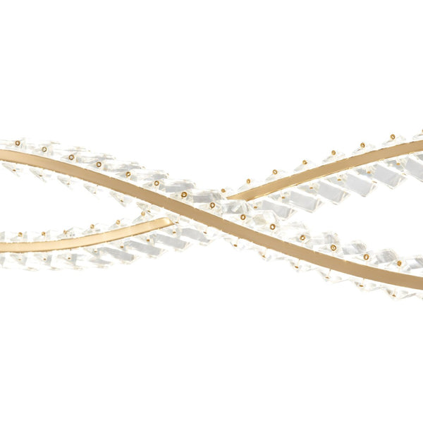 HomeRoots Gold Two-Light Crystal LED Chandelier: Modern Luxury for Hallways, Kitchens, and Contemporary Spaces 558637