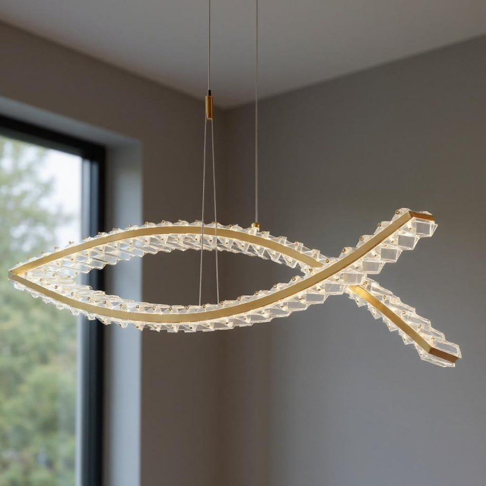 HomeRoots Gold Two-Light Crystal LED Chandelier: Modern Luxury for Hallways, Kitchens, and Contemporary Spaces 558637