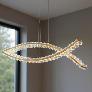 HomeRoots Gold Two-Light Crystal LED Chandelier: Modern Luxury for Hallways, Kitchens, and Contemporary Spaces 558637