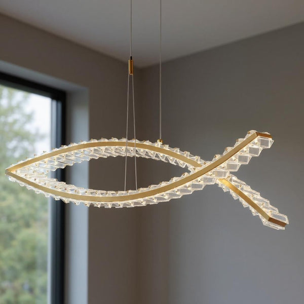 HomeRoots Gold Two-Light Crystal LED Chandelier: Modern Luxury for Hallways, Kitchens, and Contemporary Spaces 558637