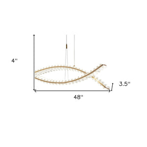 HomeRoots Gold Two-Light Crystal LED Chandelier: Modern Luxury for Hallways, Kitchens, and Contemporary Spaces 558637