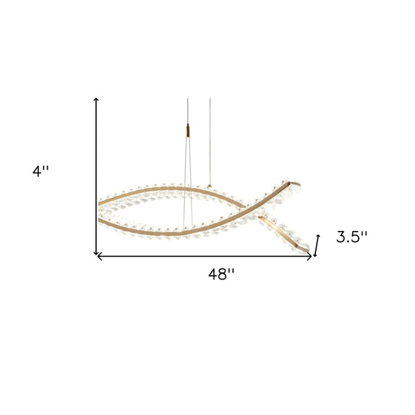 HomeRoots Gold Two-Light Crystal LED Chandelier: Modern Luxury for Hallways, Kitchens, and Contemporary Spaces 558637