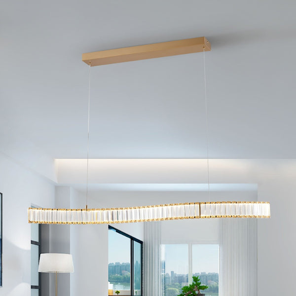 HomeRoots Gold Crystal LED Chandelier - Modern Polished Gold Design with Energy-Efficient Lighting for Any Space 558638