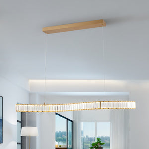 HomeRoots Gold Crystal LED Chandelier - Modern Polished Gold Design with Energy-Efficient Lighting for Any Space 558638