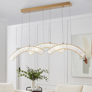 HomeRoots Gold Three-Light Crystal LED Chandelier - Modern Glamour with Adjustable Hanging for Any Space 558639