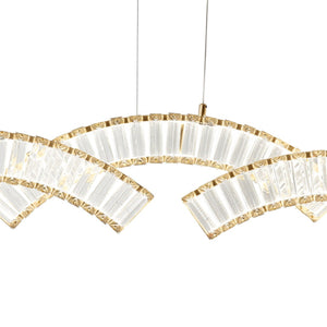 HomeRoots Gold Three-Light Crystal LED Chandelier - Modern Glamour with Adjustable Hanging for Any Space 558639
