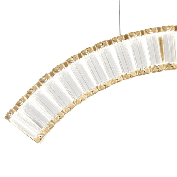 HomeRoots Gold Three-Light Crystal LED Chandelier - Modern Glamour with Adjustable Hanging for Any Space 558639