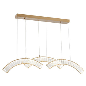 HomeRoots Gold Three-Light Crystal LED Chandelier - Modern Glamour with Adjustable Hanging for Any Space 558639