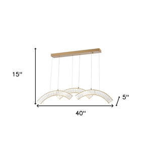 HomeRoots Gold Three-Light Crystal LED Chandelier - Modern Glamour with Adjustable Hanging for Any Space 558639