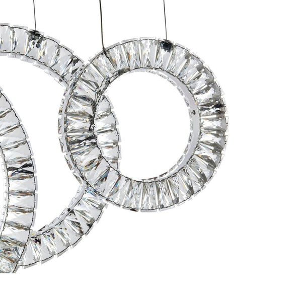 HomeRoots Silver Geometric Five-Light Crystal LED Chandelier – Dimmable Elegance for Modern Spaces & Focal Points 558640