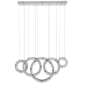 HomeRoots Silver Geometric Five-Light Crystal LED Chandelier – Dimmable Elegance for Modern Spaces & Focal Points 558640