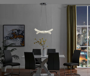 HomeRoots Silver Crystal LED Dimmable Chandelier - Elegant Two-Light Fixture for Modern Spaces & Adjustable Illumination 558641