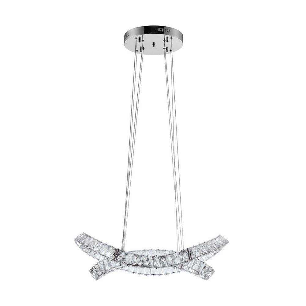 HomeRoots Silver Crystal LED Dimmable Chandelier - Elegant Two-Light Fixture for Modern Spaces & Adjustable Illumination 558641