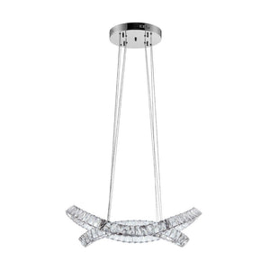 HomeRoots Silver Crystal LED Dimmable Chandelier - Elegant Two-Light Fixture for Modern Spaces & Adjustable Illumination 558641