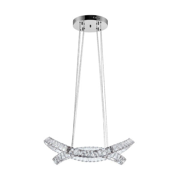 HomeRoots Silver Crystal LED Dimmable Chandelier - Elegant Two-Light Fixture for Modern Spaces & Adjustable Illumination 558641