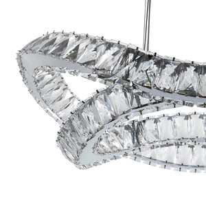 HomeRoots Silver Crystal LED Dimmable Chandelier - Elegant Two-Light Fixture for Modern Spaces & Adjustable Illumination 558641