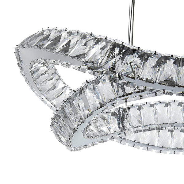 HomeRoots Silver Crystal LED Dimmable Chandelier - Elegant Two-Light Fixture for Modern Spaces & Adjustable Illumination 558641