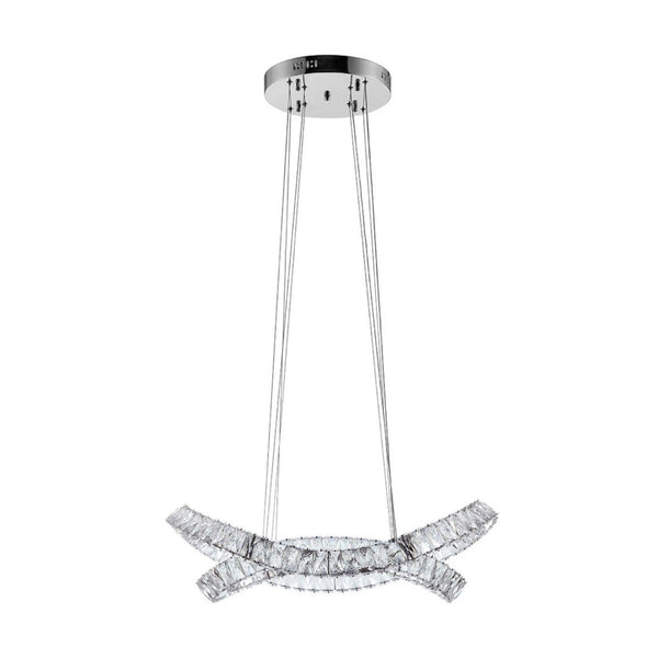 HomeRoots Silver Crystal LED Dimmable Chandelier - Elegant Two-Light Fixture for Modern Spaces & Adjustable Illumination 558641