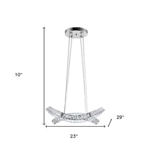 HomeRoots Silver Crystal LED Dimmable Chandelier - Elegant Two-Light Fixture for Modern Spaces & Adjustable Illumination 558641