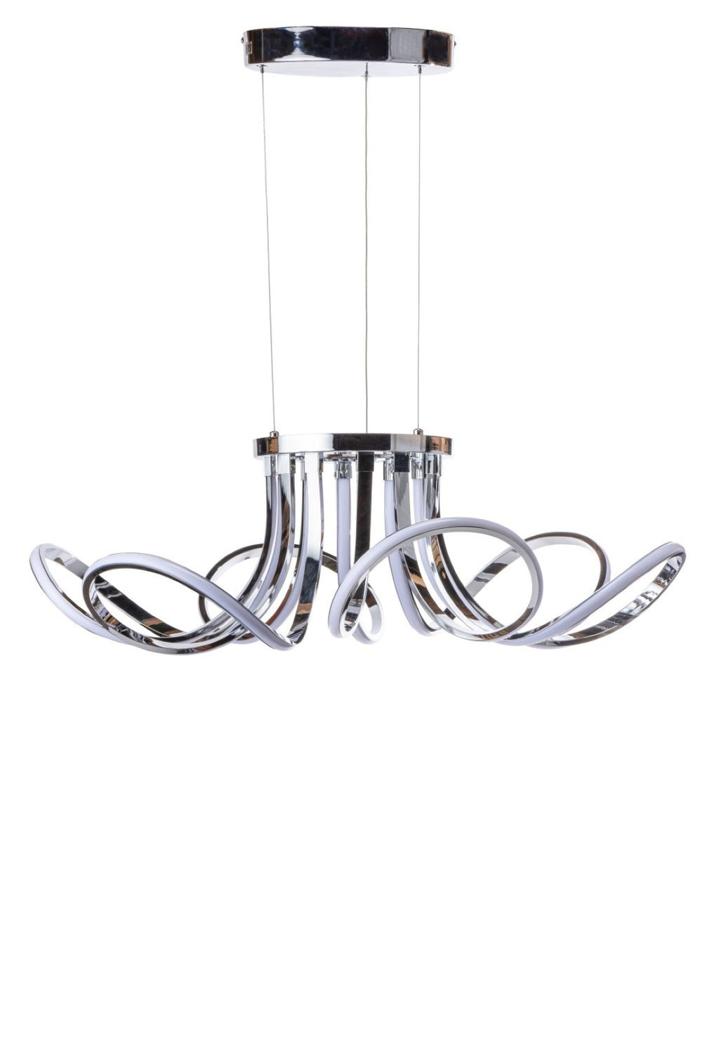 HomeRoots Silver Metallic Six-Light LED Chandelier - Modern Dimmable Ceiling Fixture for Stylish Illumination 558642