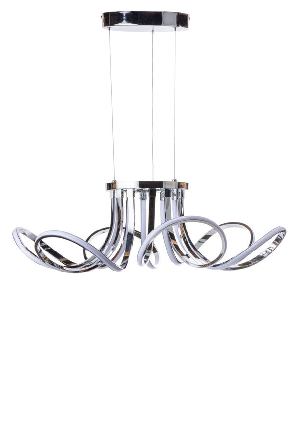 HomeRoots Silver Metallic Six-Light LED Chandelier - Modern Dimmable Ceiling Fixture for Stylish Illumination 558642