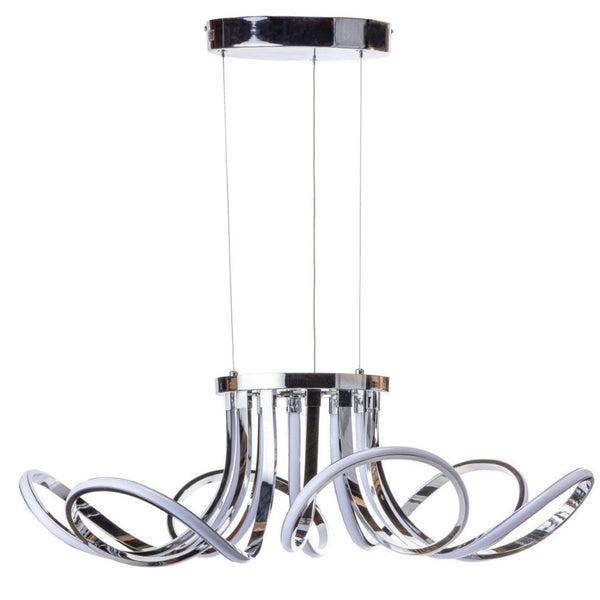 HomeRoots Silver Metallic Six-Light LED Chandelier - Modern Dimmable Ceiling Fixture for Stylish Illumination 558642