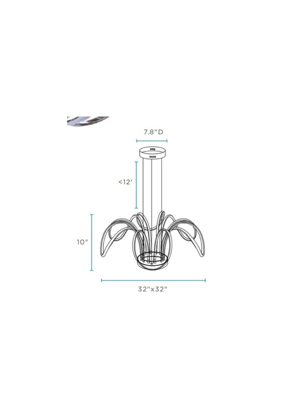 HomeRoots Silver Metallic Six-Light LED Chandelier - Modern Dimmable Ceiling Fixture for Stylish Illumination 558642