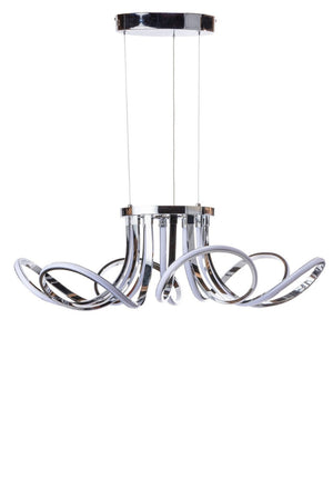HomeRoots Silver Metallic Six-Light LED Chandelier - Modern Dimmable Ceiling Fixture for Stylish Illumination 558642