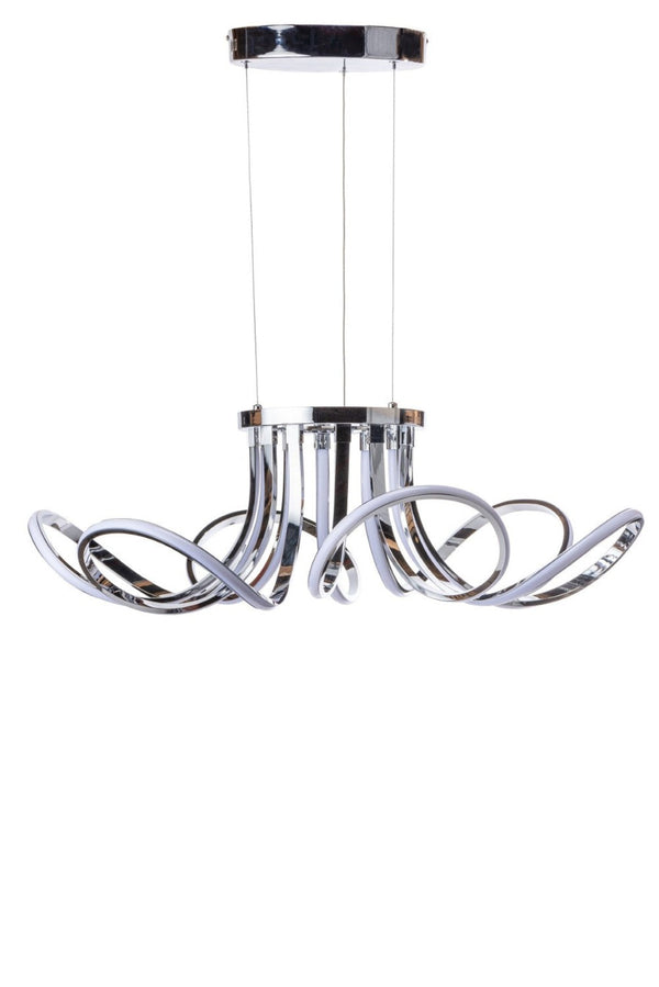 HomeRoots Silver Metallic Six-Light LED Chandelier - Modern Dimmable Ceiling Fixture for Stylish Illumination 558642