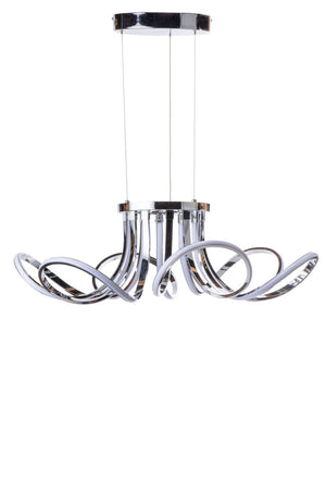 HomeRoots Silver Metallic Six-Light Smart LED Chandelier – Dimmable, Modern Design for Versatile Spaces 558643