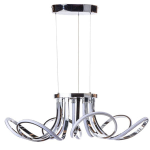 HomeRoots Silver Metallic Six-Light Smart LED Chandelier – Dimmable, Modern Design for Versatile Spaces 558643