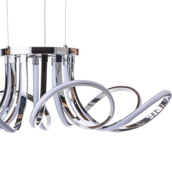 HomeRoots Silver Metallic Six-Light Smart LED Chandelier – Dimmable, Modern Design for Versatile Spaces 558643