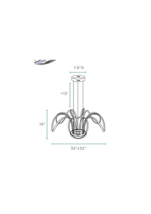HomeRoots Silver Metallic Six-Light Smart LED Chandelier – Dimmable, Modern Design for Versatile Spaces 558643