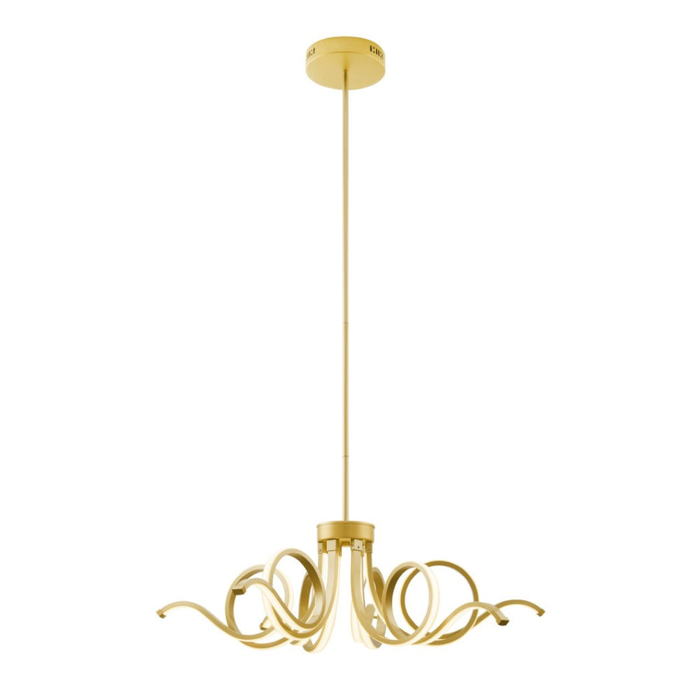 HomeRoots Gold Six-Light LED Dimmable Chandelier - Modern Metal Design for Elegant Home Ambiance & Style 558645