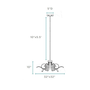 HomeRoots Gold Six-Light LED Dimmable Chandelier - Modern Metal Design for Elegant Home Ambiance & Style 558645