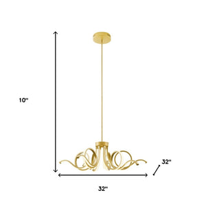 HomeRoots Gold Six-Light LED Dimmable Chandelier - Modern Metal Design for Elegant Home Ambiance & Style 558645